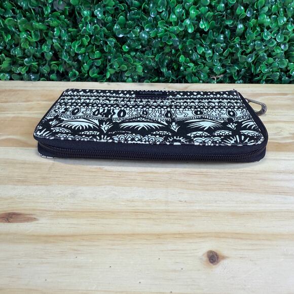 Sakroots Womens Billfold Wallet Zip Close Black Beige Organizer - Picture 7 of 10